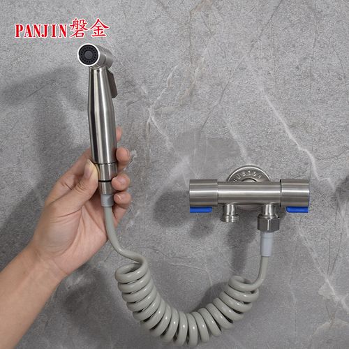 304不锈钢手持妇洗器 浴室增压喷头冲洗器 一进二出马桶伴侣套装