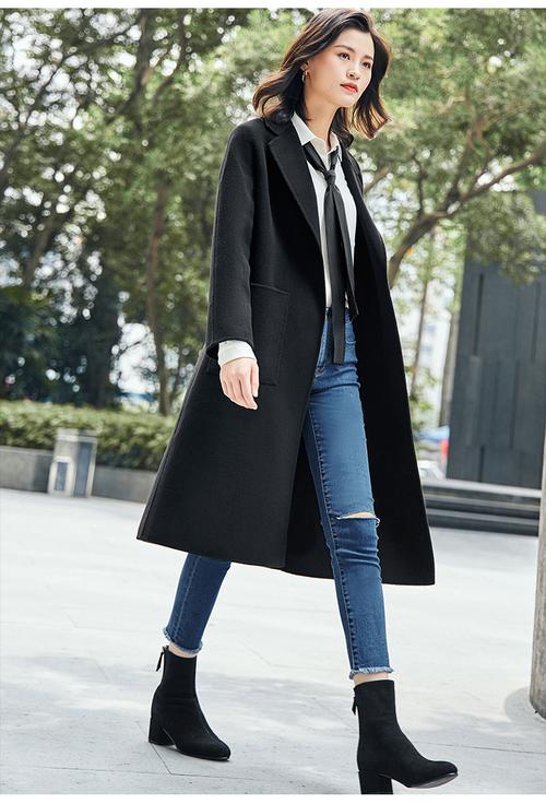 双面羊绒大衣 西子恋大口袋双面呢大衣外套 杭州品牌折扣女装批发
