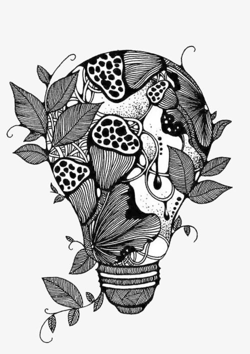 简约黑白图案灯泡