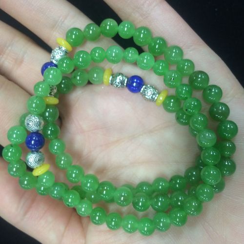 大美 新疆 和田玉 俄罗斯碧玉 手串 厂家直发