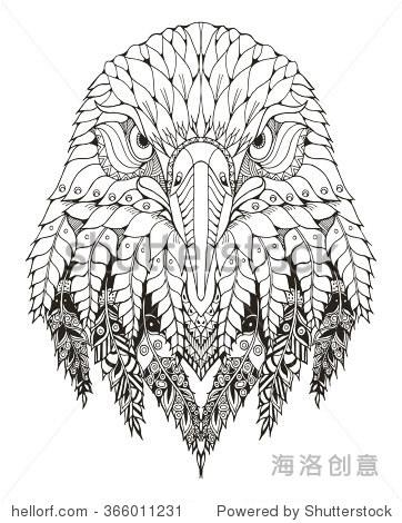 eagle head zentangle stylized, vector, illustration