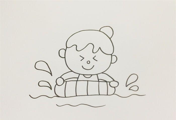 小孩游泳简笔画