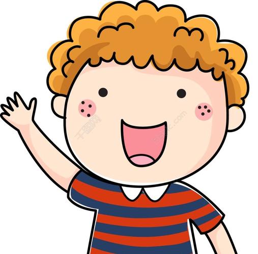 卡通打招呼男孩png元素