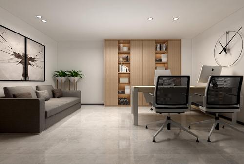 15平时尚简约风格办公室桌子摆放效果图