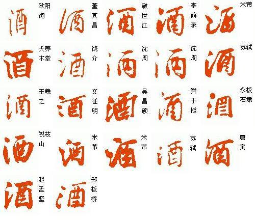 酒字怎么写行书