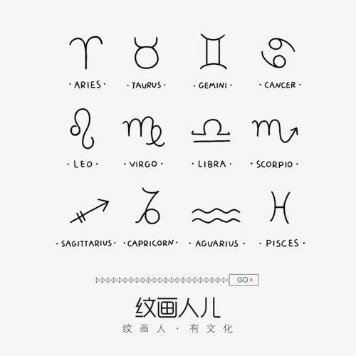 纹身贴防水 男女持久韩国仿真原创 个性可爱黑白贴纸-12十二星座