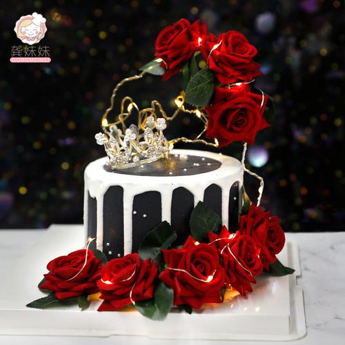 烘焙装饰浪漫情人节红色玫瑰花朵铁丝love插件告白求婚蛋糕花插件