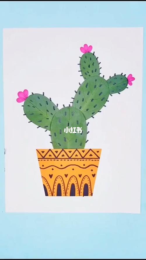 仙人掌93的笔记_树叶贴画_兴趣爱好_手工