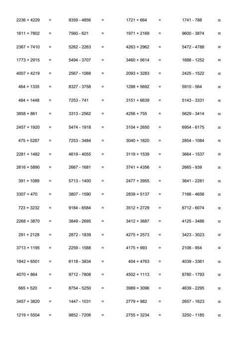 万以内四位数加减法口算二年级pdf11页
