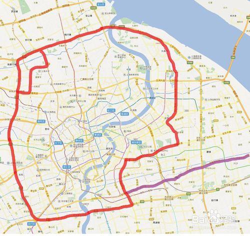 如何利用地图查看沪c牌照限行范围标志(仅供参考)