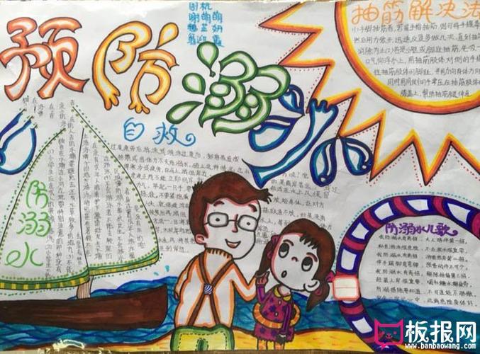 防溺水手抄报图片,溺水自救