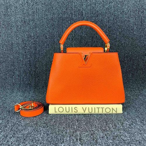 路易威登橘色全皮手提包