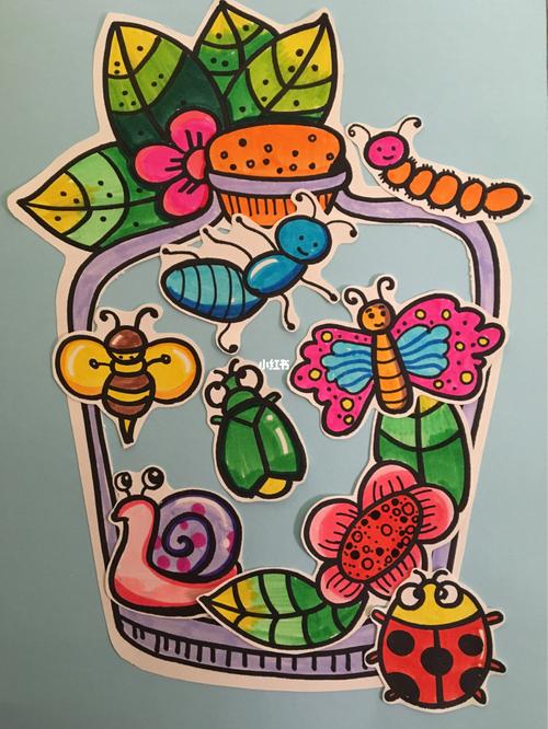 昆虫世界,草地精灵,简笔画儿童画_简笔画_文化_绘画