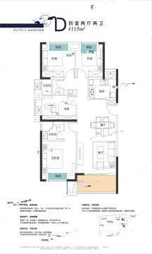 建面约117平d户型