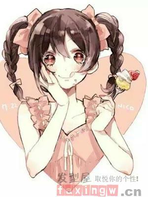 动漫双麻花辫女生图片 美少女的迷人