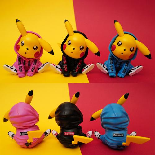 购客潮服皮卡丘手办车载摆件宠物小精灵gk潮牌模型礼物宝可梦pokemon