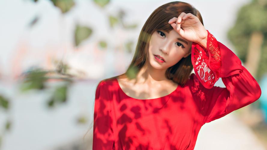 美女,女孩,气质,红衣女孩壁纸