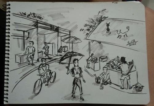 菜市场买菜的简笔画热闹的菜市场简笔画菜市场简笔画