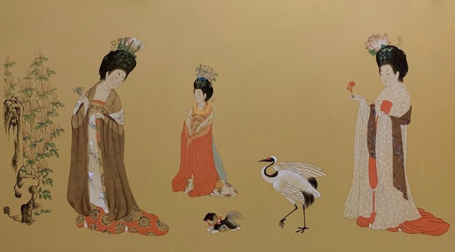簪花仕女图-局部_绘画_寻找小红书绘画大神_人文_绘画