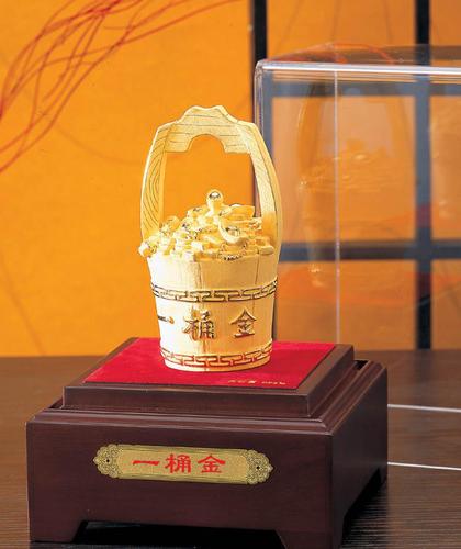 绒沙金工艺,聚宝盆,吉庆礼品,商务礼品,黄金礼品,一桶金
