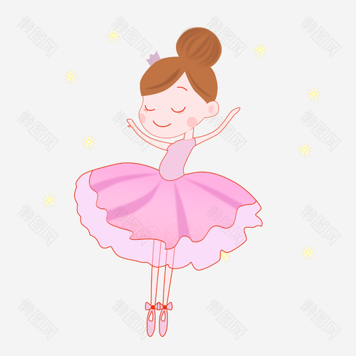 粉色裙子可爱芭蕾舞女孩矢量图