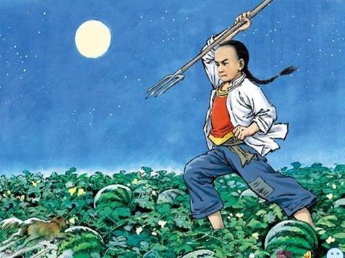 闰土月下刺猹简笔画