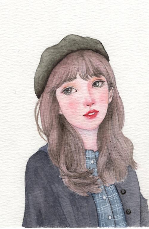 水彩人物手绘女孩
