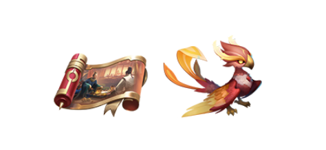 【王者模拟战精灵】凤鸟(1星)*1,皮肤碎片*5,积分夺宝抵用券*1,荣耀