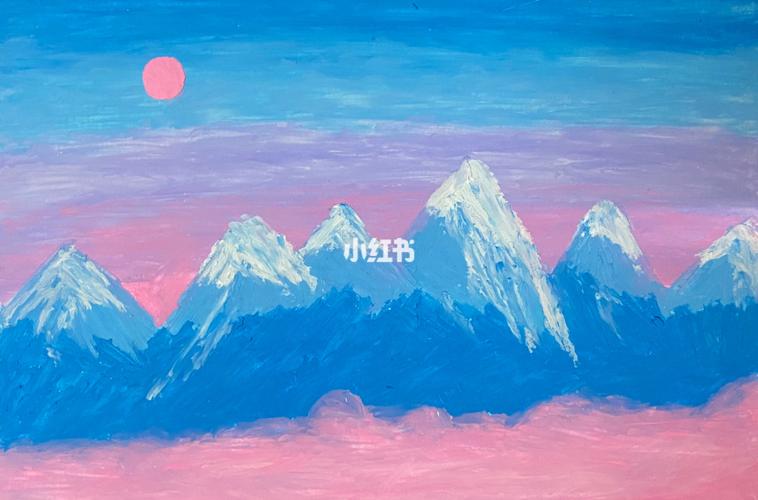 油画棒——雪山(内含教程色号)_油画_铅笔画_油画棒_知识_艺术