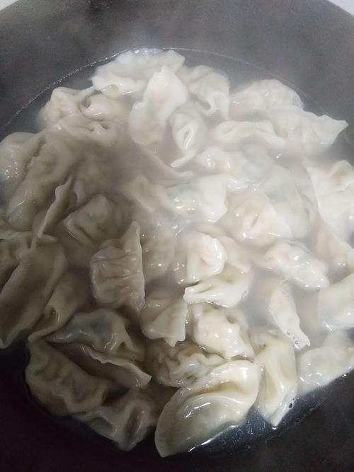 热气腾腾的饺子煮好了,这是我们家里每年都要做的,代表在新的一年里有