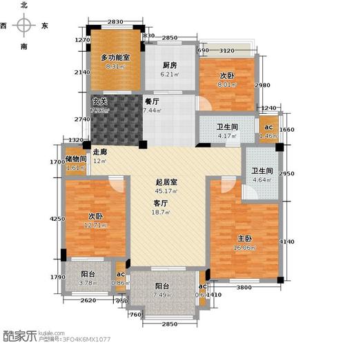 阳光悦湖公馆户型3室2卫1厨-副本