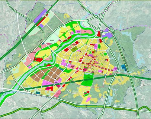 规划结构根据沙琅镇现状和开发特点,依据以"交通为依托,工业为先导"的