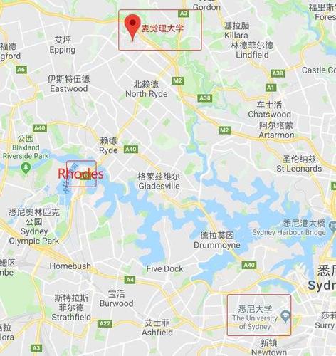 不请自来 yoyoyo~ 先给宝宝看一张地图 悉尼大学和麦考瑞大学距离是