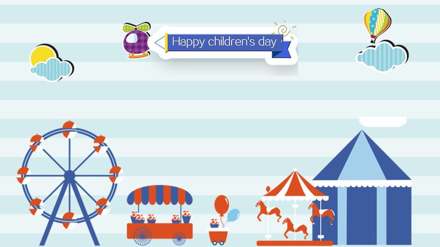 可爱卡通游乐场六一儿童节ppt模板