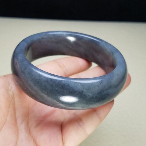 高档天然新疆和田玉籽料青花玉镯籽料青花玉手镯玉镯59圈口带证书