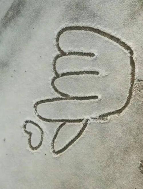 我和弟弟在雪地上画画