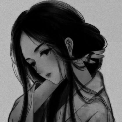 黑色调唯美古风女生动漫头像孤独伤心的女孩子