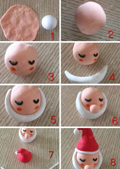 粘土制作睡姿萌呆diy圣诞老人玩偶教程