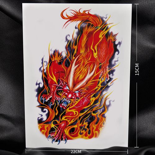 【买一送一】纹身贴红色招财麒麟左右霸气黑红防水防