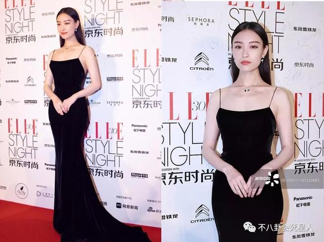倪妮,时尚界宠儿,当晚穿着一身黑色丝绒小礼服,简单却不失优雅.