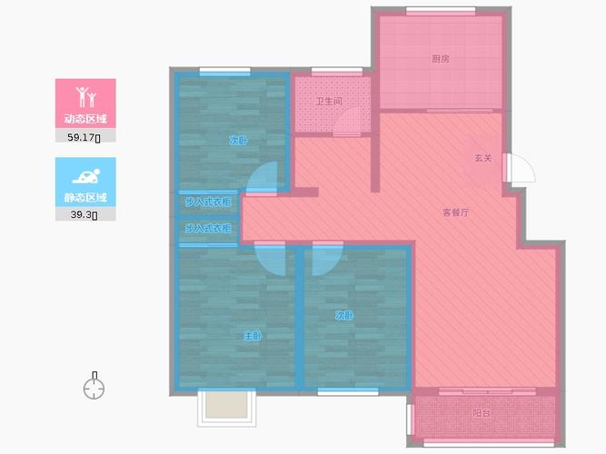 林州新城市花园3室1厅1卫1厨123.00㎡户型图