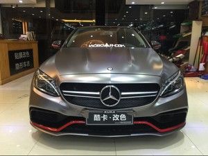 车漆改色 汽车改色 车身改色 隐形车衣 奔驰c63金属电光特效灰