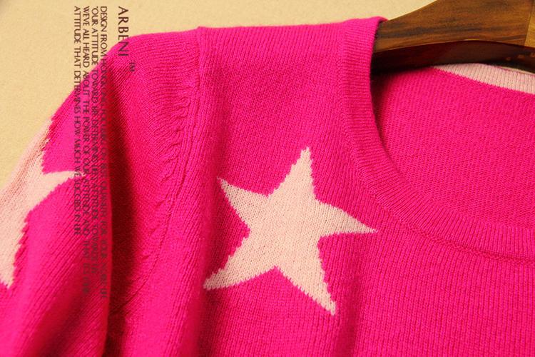 专柜原单大牌12针细针26支经典纯山羊绒衫星星图案毛衣针织衫套头