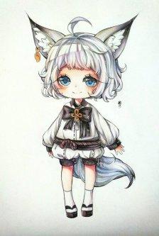 剑三 萝莉 兽耳 少女 头像 动漫 手绘 彩铅 插画 人设 二次元 侵权