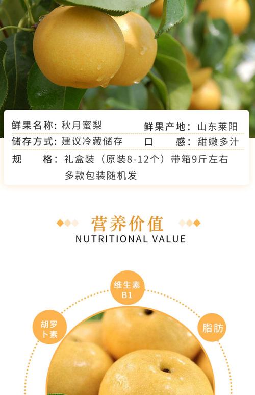 顺丰现货正宗莱阳羊脂秋月梨子新鲜雪梨脆甜当季整箱约8斤礼盒装