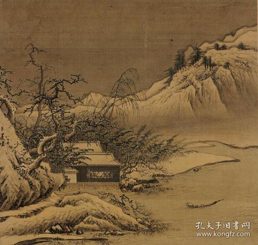 南宋夏圭雪堂客话图57x60cm绢本国画宣纸绢布艺术微喷画芯名画复制