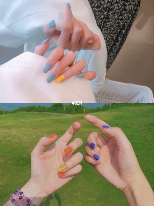 春夏纯色跳色美甲/是夏天的味道了!_美甲_纯色_夏天去