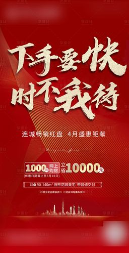 【源文件下载】 海报 房地产 促销 红金 建筑 线条 文字设计作品 设计