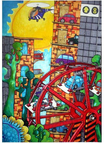 科幻画欣赏   简介: 《未来小区停车位》科幻画欣赏,全国第26届科技