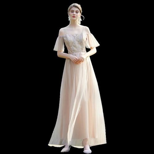 礼服伴娘长款修身甜美演出森系婚礼姊妹衣服礼服